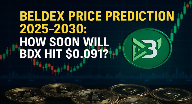 Beldex Price Prediction 2025-2030: How Soon Will BDX Hit $0.091? – Crypto forecast with candlestick chart background and Beldex coin logo alongside Bitcoin and Ethereum coins.