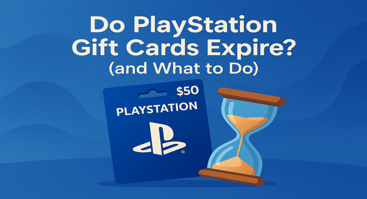  PlayStation gift card with hourglass showing expiry concept