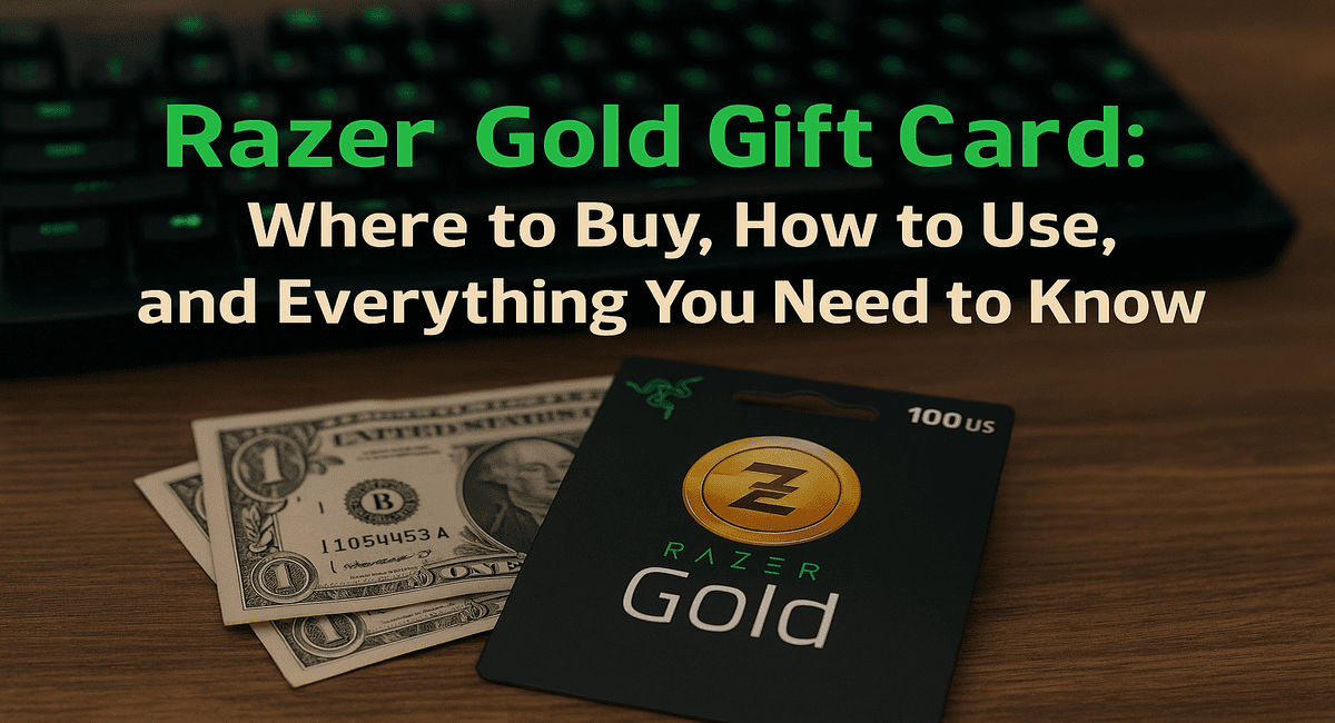 Razer gold gift card and dollar on table