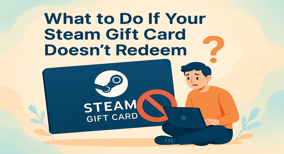 User confused while Steam gift card fails to redeem on laptop.