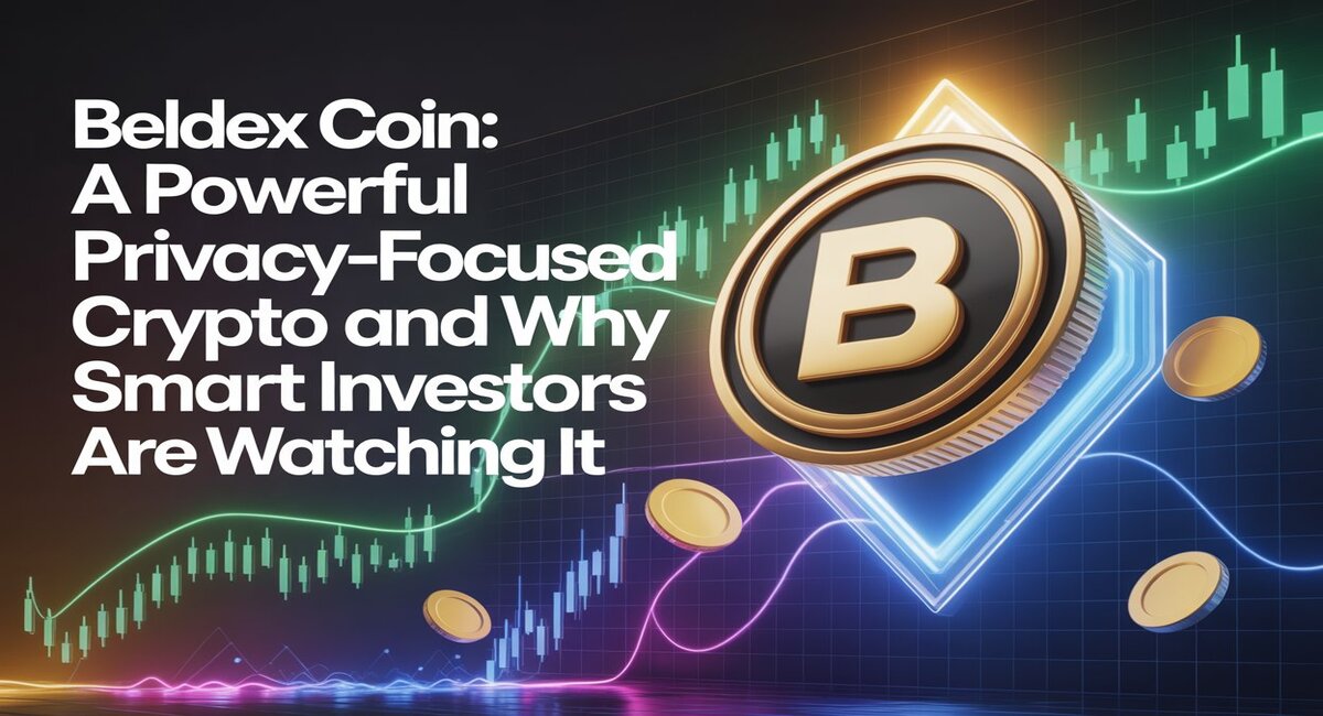Beldex coin 3D logo with rising market chart in the background, representing a powerful privacy-focused crypto gaining investor attention.